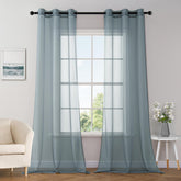 Elegant Lightweight Grommet Light Filtering Window Solid Color Sheer Curtains Dusty Blue 42Wx96L